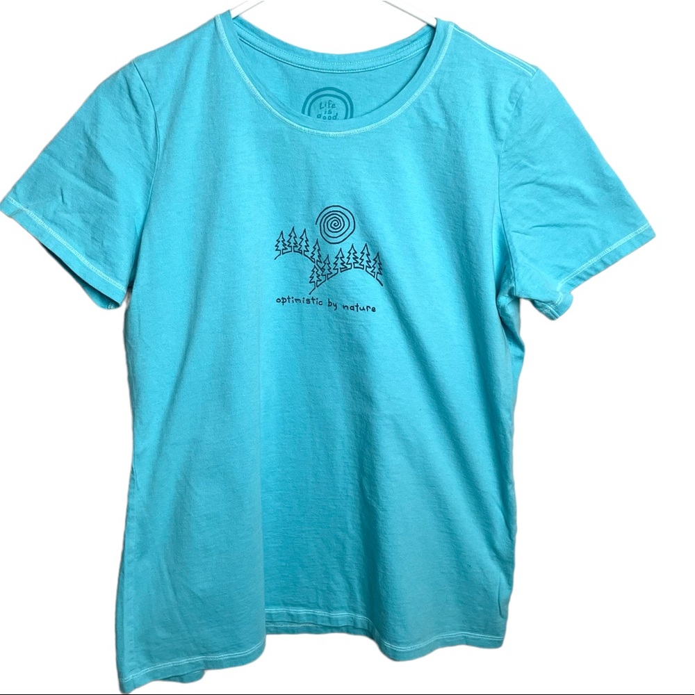 Life is Good Optimistic by Nature Classic Fit Short Sleeve Shirt Top Size Medium